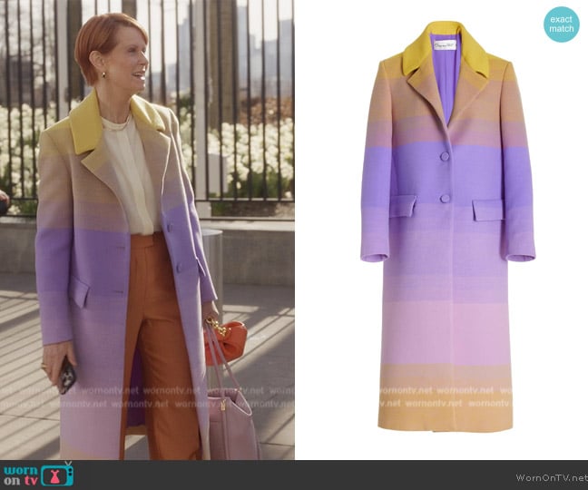 Oscar de la Renta Ombré Wool-Blend Coat worn by Miranda Hobbs (Cynthia Nixon) on And Just Like That