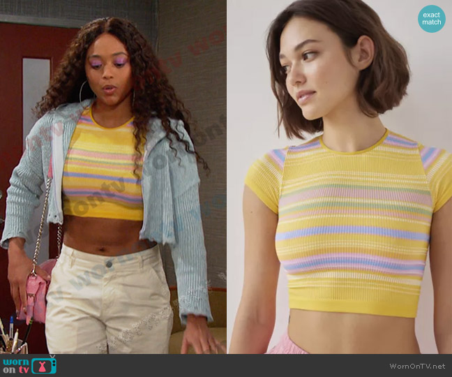WornOnTV: Talia's yellow striped cropped top and cardigan on Days of our  Lives, Aketra Sevellian