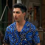 Parker’s blue butterfly print shirt on Bunkd