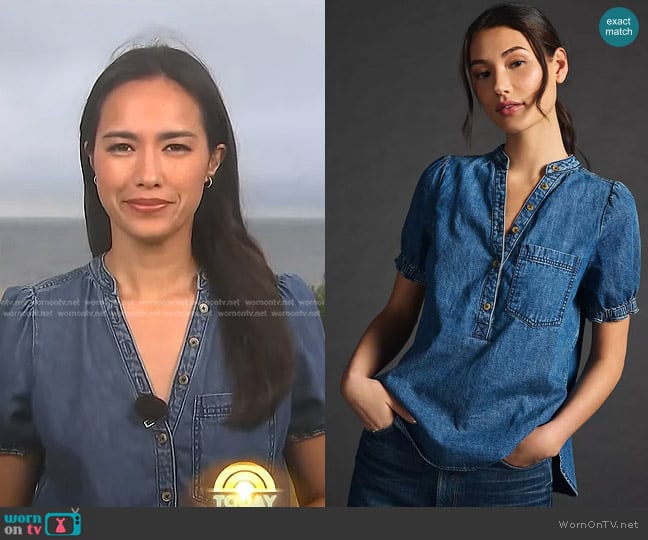 Pilcro Aly Henley Shirt worn by Emilie Ikeda on Today