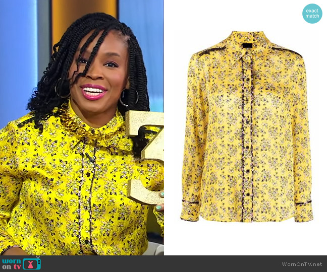 Pinko Floral-Print Shirt worn by Amber Ruffin on Good Morning America