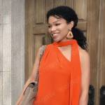 Portia’s orange one-shoulder top on General Hospital