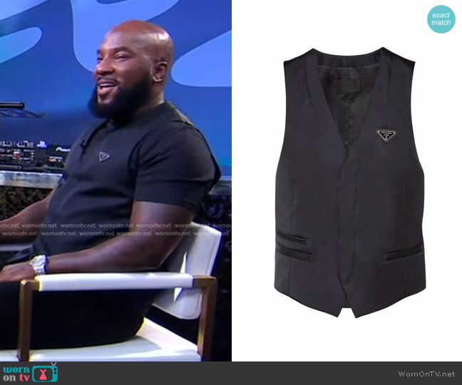 Prada Re-Nylon Triangle Logo Plaque Waistcoat worn by Jeezy on Good Morning America