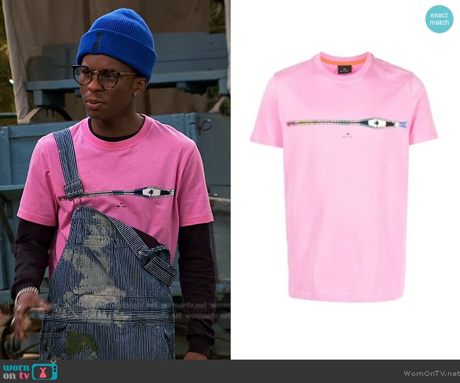 PS Paul Smith Graphic-print cotton T-Shirt worn by Noah Lambert (Israel Johnson) on Bunkd