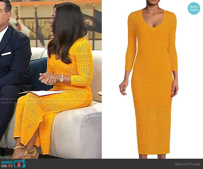 Rag & Bone Renee Pointelle Cotton Blend Midi Dress worn by Kaylee Hartung on Today