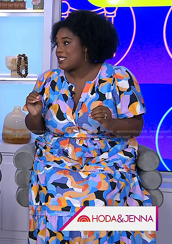 WornOnTV: Rachel Smith’s multicolor abstract print dress on Today ...