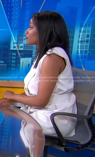 Rachel's white belted vest on Good Morning America