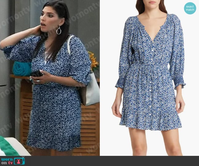 Rails Eliza Dress in Ice Chrysanthemum worn by Brook Lynn Quartermaine (Amanda Setton) on General Hospital