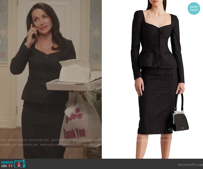 Ralph Lauren Serilda Pinstriped Jacket worn by Charlotte York (Kristin Davis) on And Just Like That