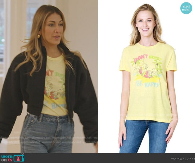 Re/done 70s Loose Be Happy Tee worn by Erin Lichy on The Real Housewives of New York City