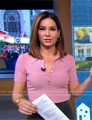 Rebecca’s pink polo top on Good Morning America