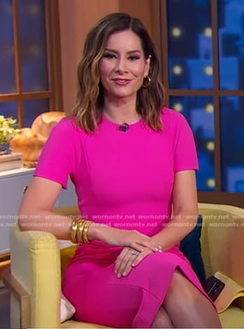 WornOnTV: Rebecca’s pink short sleeve sheath dress on Good Morning ...