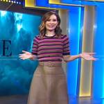 Trina Turk Shadows Stripe Sweater worn by Rebecca Jarvis as seen