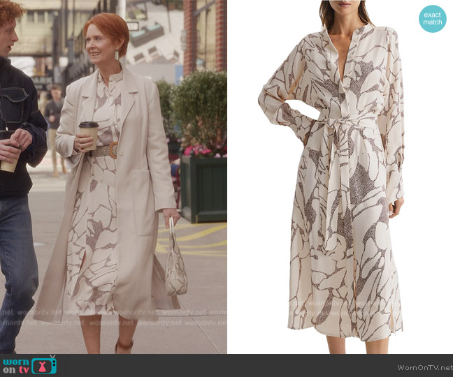 Reiss Darcy Abstract Floral Shirtdress worn by Miranda Hobbs (Cynthia Nixon) on And Just Like That