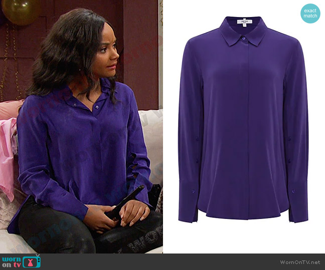 Reiss Kia Relaxed Silk Shirt worn by Chanel Dupree (Raven Bowens) on Days of our Lives