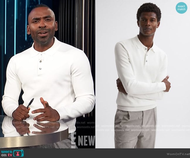 Reiss Sharp Long Sleeve Polo Shirt worn by Justin Sylvester on E! News