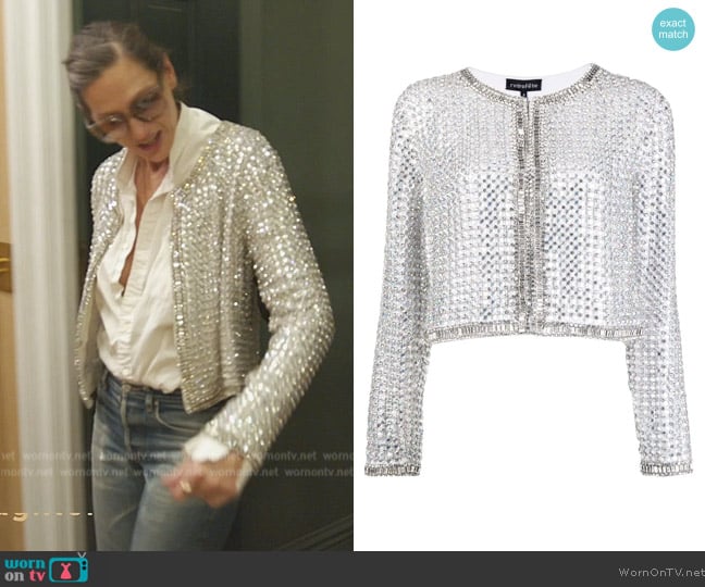 Retrofete Linden crystal-embellished jacket worn by Jenna Lyons on The Real Housewives of New York City