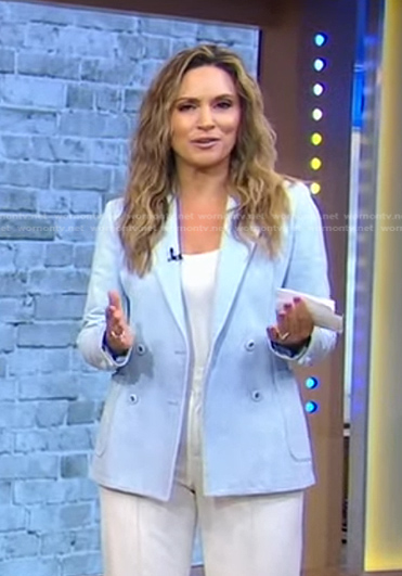 Rhiannon's blue double breasted blazer on Good Morning America