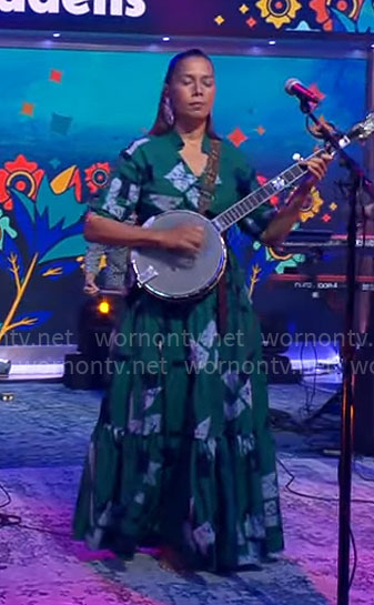 Rhiannon Giddens’ long green dress on CBS Mornings