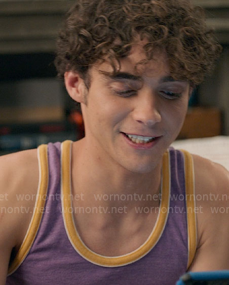 Ricky's purple tank top with yellow trim on High School Musical The Musical The Series