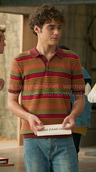 Ricky's red striped knit polo on High School Musical The Musical The Series