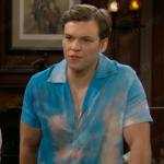 RJ’s blue tie dye mermaid party shirt on The Bold and the Beautiful