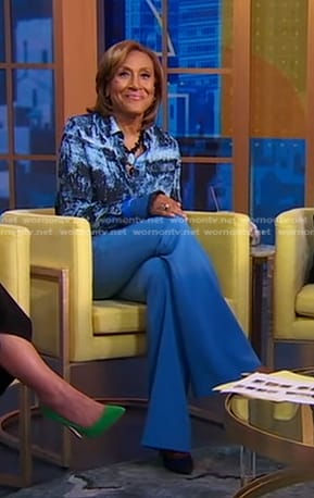 Robin's blue flare pants on Good Morning America