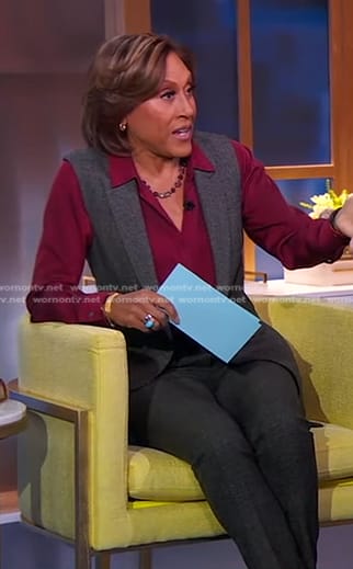 Robin’s grey vest and pants on Good Morning America