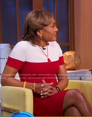 Robin’s red and white colorblock dress on Good Morning America