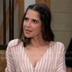 Sam’s pink striped tie front top on General Hospital