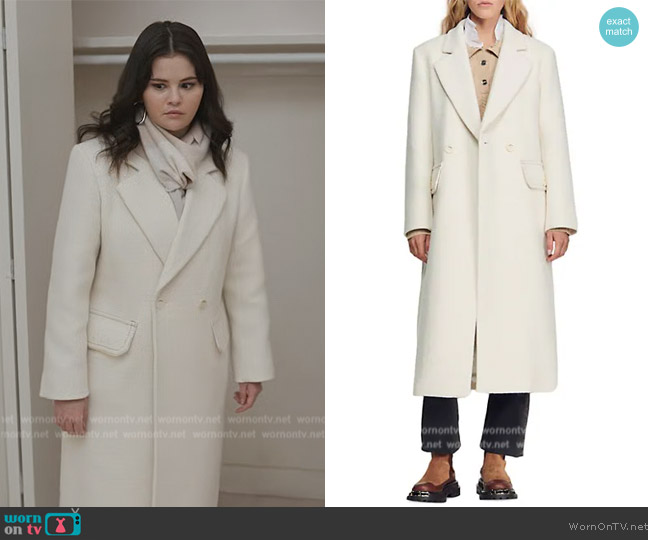 Sandro Derek Cotton & Wool Long Coat worn by Mabel Mora (Selena Gomez) on Only Murders in the Building