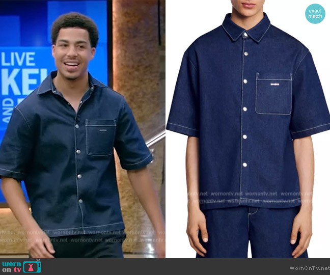 Sandro Short Sleeve Denim Shirt worn by Marcus Scribner on Live with Kelly and Mark