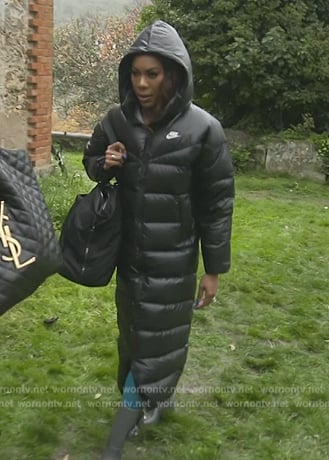 Sanya's black padded coat on The Real Housewives of Atlanta
