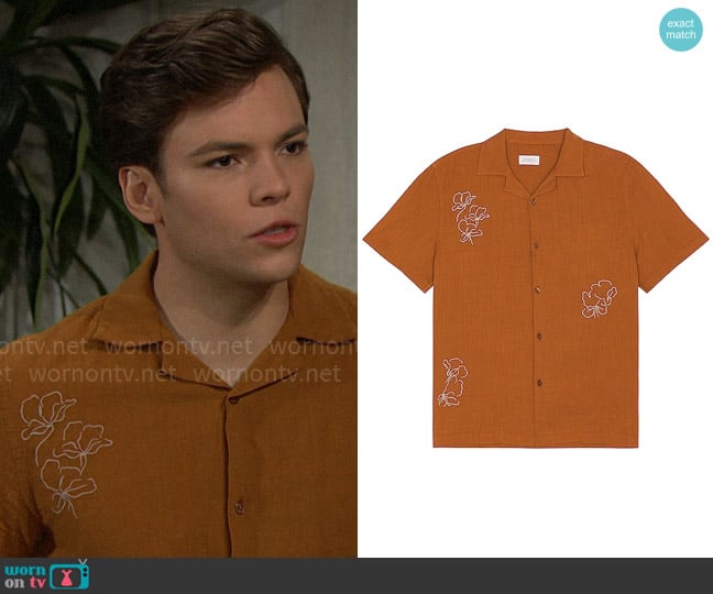 Saturdays NYC Canty Shirt in Caramel worn by R.J. Forrester (Joshua Hoffman) on The Bold and the Beautiful