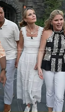 Savannah's white lace stripe dress on Today