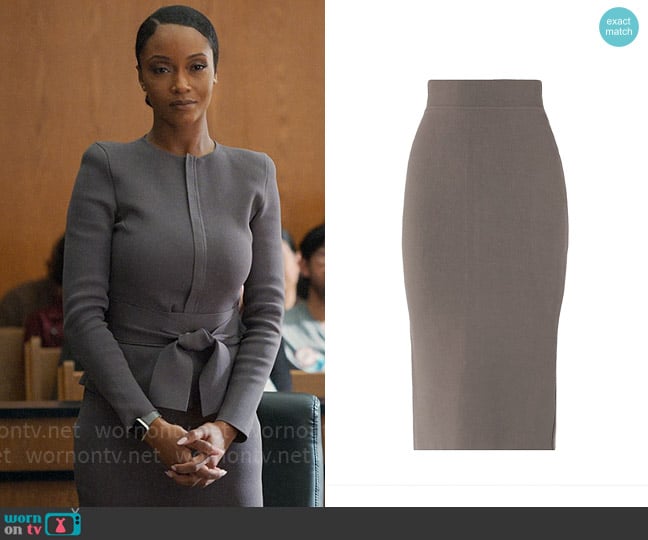 Scanlan Theodore Knit Crepe Pencil Skirt worn by Andrea Freemann (Yaya DaCosta) on The Lincoln Lawyer