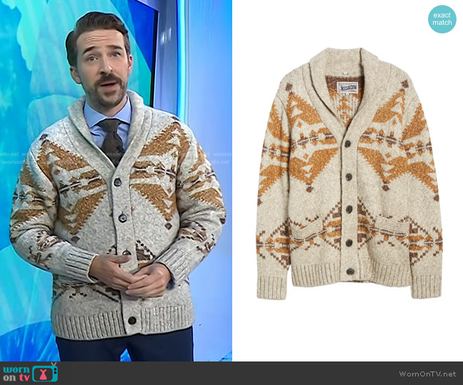 Schott NYC Geo Pattern Cardigan worn by Joe Fryer on Today