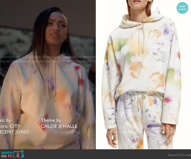 Scotch and Soda Oversized Printed Hoodie worn by Kiela (Daniella Perkins) on Grown-ish