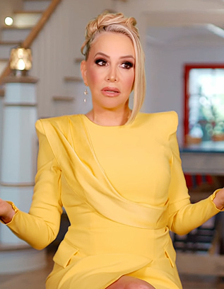 Shannon's yellow confessional dress on The Real Housewives of Orange County