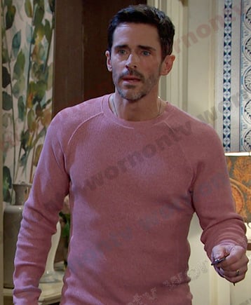 Shawn’s pink waffle sweater on Days of our Lives