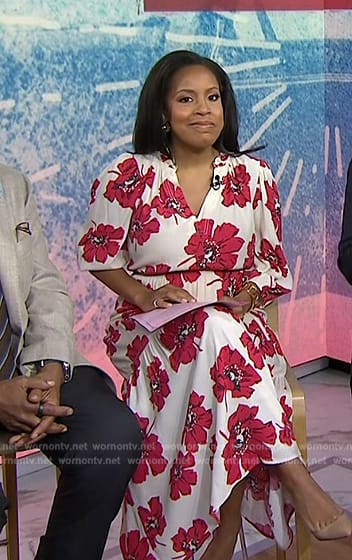 Sheinelle’s white and red floral print dress on Today