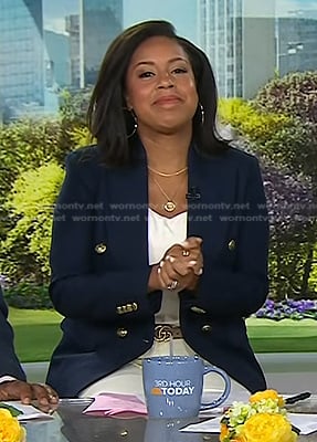 Sheinelle’s navy blazer with gold buttons on Today