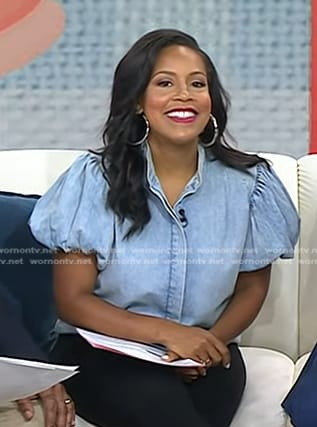 Sheinelle’s puff sleeve denim top on Today