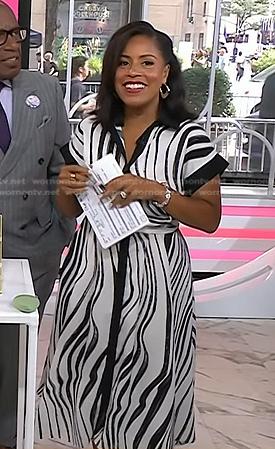 Sheinelle's white zebra stripe dress on Today