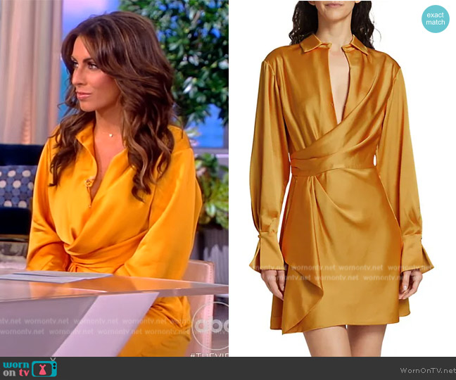 WornOnTV: Alyssa’s gold satin gathered dress on The View | Alyssa Farah ...