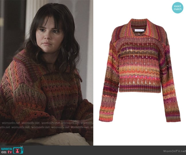 Simkhai Striped Pointelle-knit Jumper worn by Mabel Mora (Selena Gomez) on Only Murders in the Building