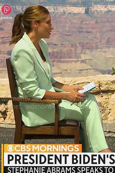 Stephanie Abrams' mint green suit on CBS Mornings