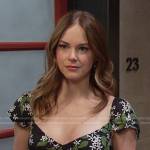 Stephanie’s black floral print dress on Days of our Lives