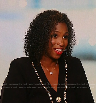 Dr. Stephanie M. Thompson’s black chain trim cardigan on Today