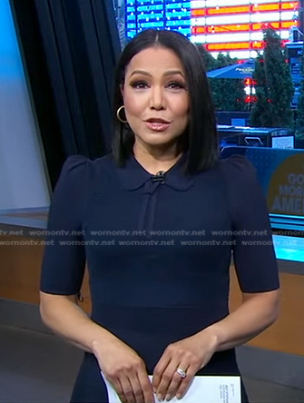 Stephanie’s navy collared dress on Good Morning America